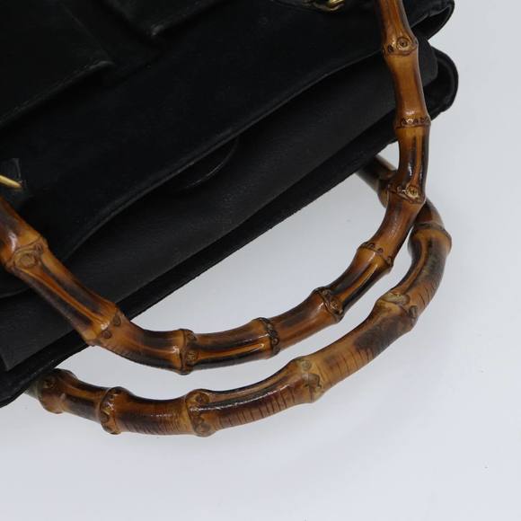 GUCCI Bamboo Hand Bag Suede 2way Black 000 122 0316 Auth 71504 - Picture 7 of 16